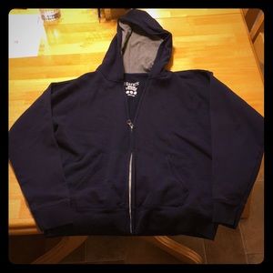 Hanes xl navy blue zipper with hood